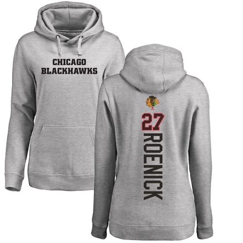 NHL Women's Adidas Chicago Blackhawks #27 Jeremy Roenick Ash Backer Pullover Hoodie