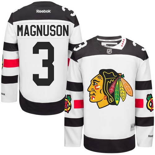 Men's Reebok Chicago Blackhawks #3 Keith Magnuson Premier White 2016 Stadium Series NHL Jersey