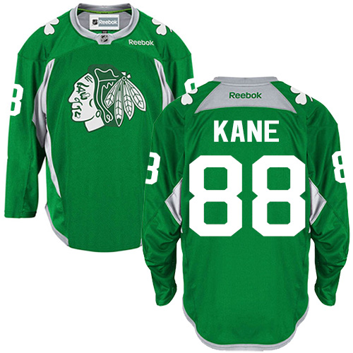Men's Reebok Chicago Blackhawks #88 Patrick Kane Authentic Green Practice NHL Jersey