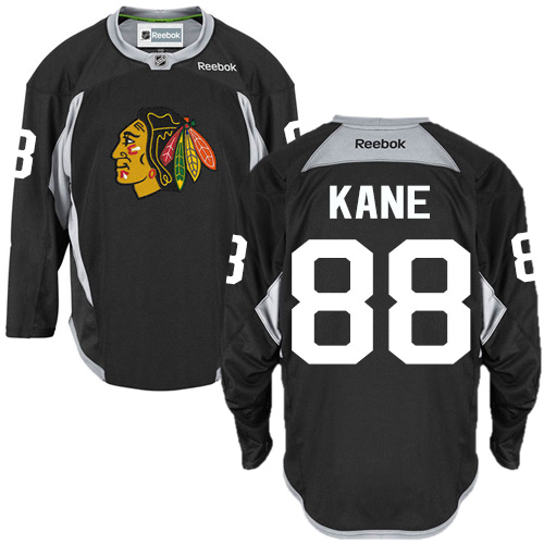 Men's Reebok Chicago Blackhawks #88 Patrick Kane Premier Black Practice NHL Jersey