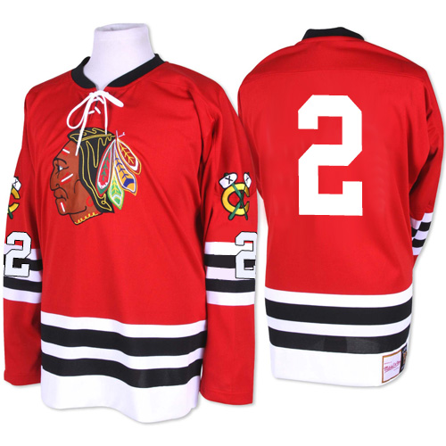 Men's Mitchell and Ness Chicago Blackhawks #2 Duncan Keith Authentic Red 1960-61 Throwback NHL Jersey
