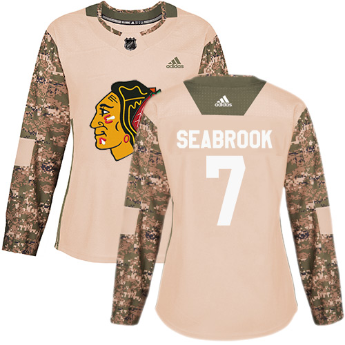 Women's Adidas Chicago Blackhawks #7 Brent Seabrook Authentic Camo Veterans Day Practice NHL Jersey