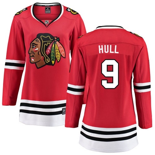 Women's Chicago Blackhawks #9 Bobby Hull Authentic Red Home Fanatics Branded Breakaway NHL Jersey