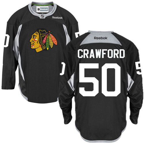 Men's Reebok Chicago Blackhawks #50 Corey Crawford Premier Black Practice NHL Jersey