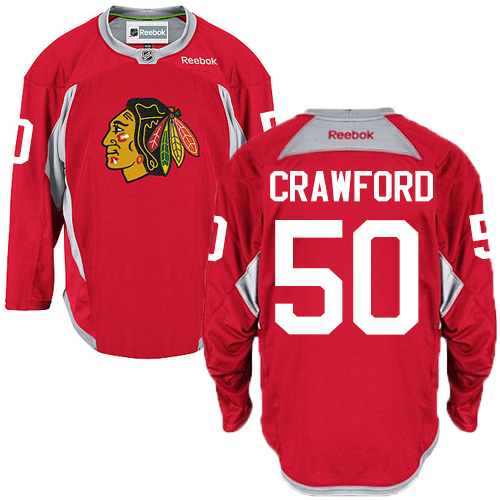 Men's Reebok Chicago Blackhawks #50 Corey Crawford Authentic Red Practice NHL Jersey