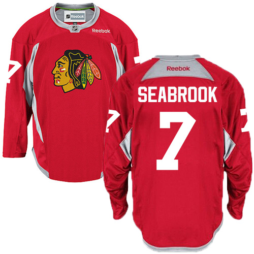 Men's Reebok Chicago Blackhawks #7 Brent Seabrook Authentic Red Practice NHL Jersey