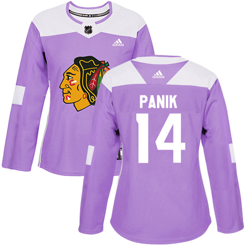Women's Adidas Chicago Blackhawks #14 Richard Panik Authentic Purple Fights Cancer Practice NHL Jersey
