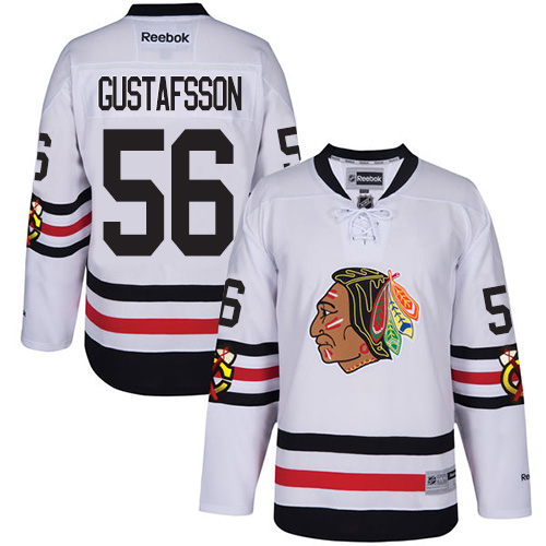 Men's Reebok Chicago Blackhawks #56 Erik Gustafsson Premier White 2017 Winter Classic NHL Jersey