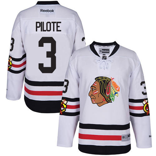 Youth Reebok Chicago Blackhawks #3 Pierre Pilote Authentic White 2017 Winter Classic NHL Jersey