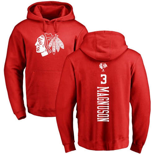 NHL Adidas Chicago Blackhawks #3 Keith Magnuson Red One Color Backer Pullover Hoodie