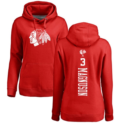NHL Women's Adidas Chicago Blackhawks #3 Keith Magnuson Red One Color Backer Pullover Hoodie