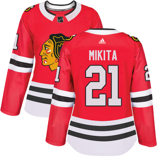 Women's Adidas Chicago Blackhawks #21 Stan Mikita Authentic Red Home NHL Jersey