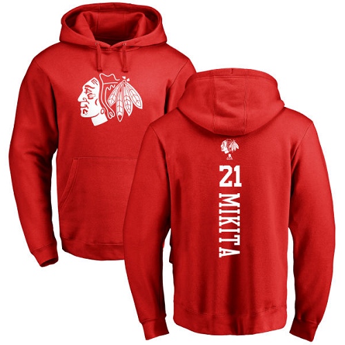 NHL Adidas Chicago Blackhawks #21 Stan Mikita Red One Color Backer Pullover Hoodie