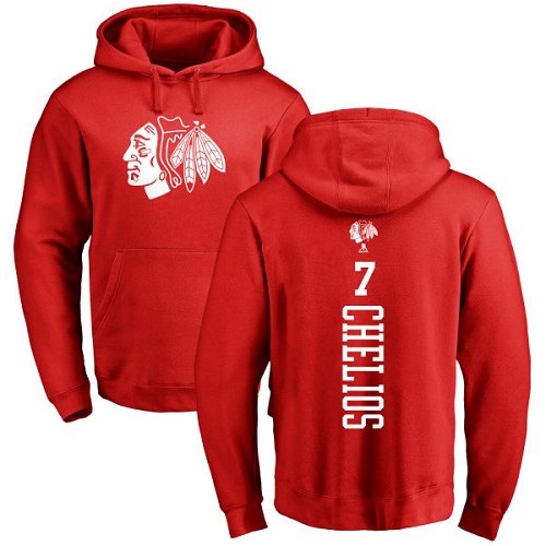 NHL Adidas Chicago Blackhawks #7 Chris Chelios Red One Color Backer Pullover Hoodie