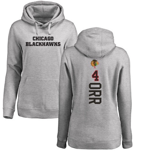 NHL Women's Adidas Chicago Blackhawks #4 Bobby Orr Ash Backer Pullover Hoodie