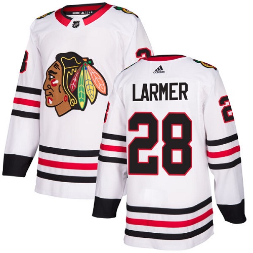 Women's Adidas Chicago Blackhawks #28 Steve Larmer Authentic White Away NHL Jersey