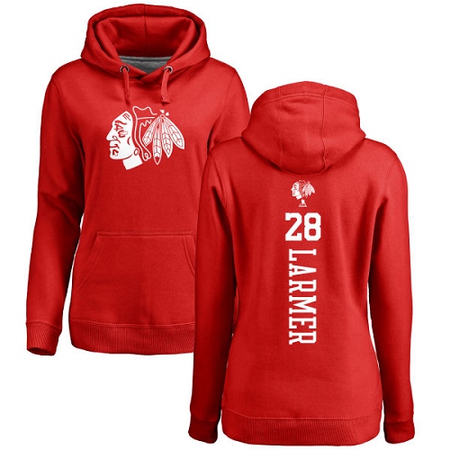 NHL Women's Adidas Chicago Blackhawks #28 Steve Larmer Red One Color Backer Pullover Hoodie