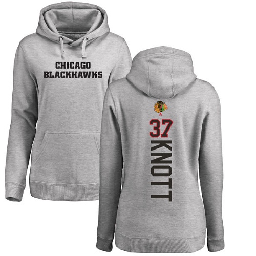 NHL Women's Adidas Chicago Blackhawks #37 Graham Knott Ash Backer Pullover Hoodie
