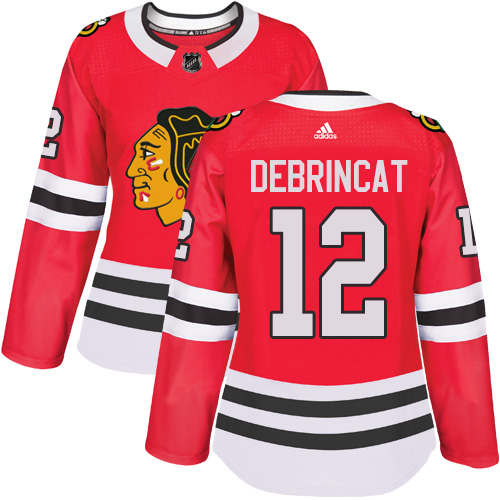 Women's Adidas Chicago Blackhawks #12 Alex DeBrincat Authentic Red Home NHL Jersey