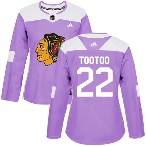 Women's Adidas Chicago Blackhawks #22 Jordin Tootoo Authentic Purple Fights Cancer Practice NHL Jersey
