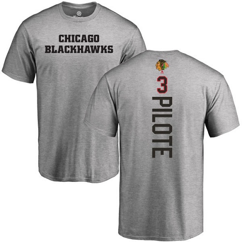 NHL Adidas Chicago Blackhawks #3 Pierre Pilote Ash Backer T-Shirt