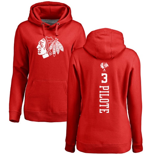 NHL Women's Adidas Chicago Blackhawks #3 Pierre Pilote Red One Color Backer Pullover Hoodie