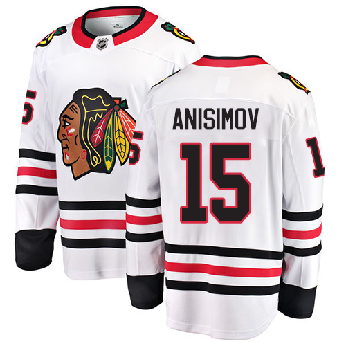 Men's Chicago Blackhawks #15 Artem Anisimov Authentic White Away Fanatics Branded Breakaway NHL Jersey