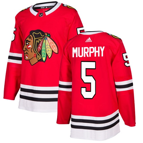 Men's Adidas Chicago Blackhawks #5 Connor Murphy Authentic Red Home NHL Jersey