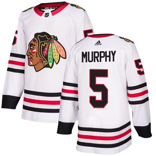 Men's Adidas Chicago Blackhawks #5 Connor Murphy Authentic White Away NHL Jersey