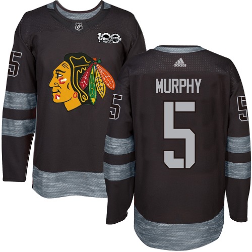 Men's Adidas Chicago Blackhawks #5 Connor Murphy Authentic Black 1917-2017 100th Anniversary NHL Jersey
