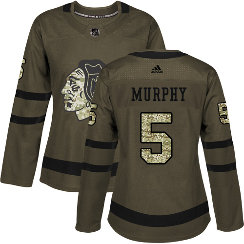 Women's Adidas Chicago Blackhawks #5 Connor Murphy Authentic Green Salute to Service NHL Jersey