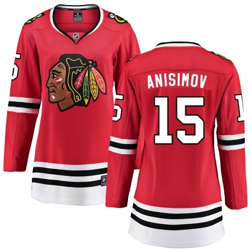 Women's Chicago Blackhawks #15 Artem Anisimov Authentic Red Home Fanatics Branded Breakaway NHL Jersey