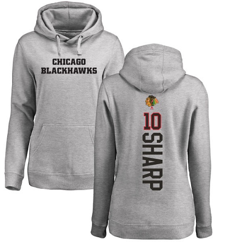 NHL Women's Adidas Chicago Blackhawks #10 Patrick Sharp Ash Backer Pullover Hoodie