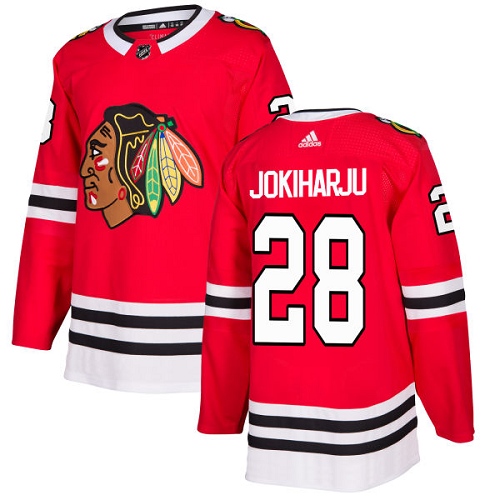Men's Adidas Chicago Blackhawks #28 Henri Jokiharju Premier Red Home NHL Jersey