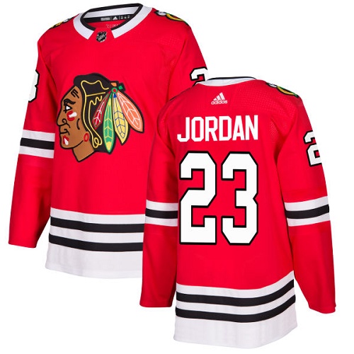 Men's Adidas Chicago Blackhawks #23 Michael Jordan Authentic Red Home NHL Jersey