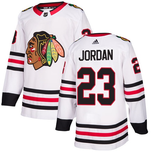 Men's Adidas Chicago Blackhawks #23 Michael Jordan Authentic White Away NHL Jersey