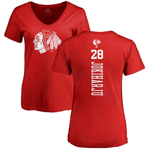 NHL Women's Adidas Chicago Blackhawks #28 Henri Jokiharju Red One Color Backer T-Shirt