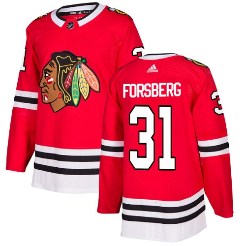 Men's Adidas Chicago Blackhawks #31 Anton Forsberg Premier Red Home NHL Jersey