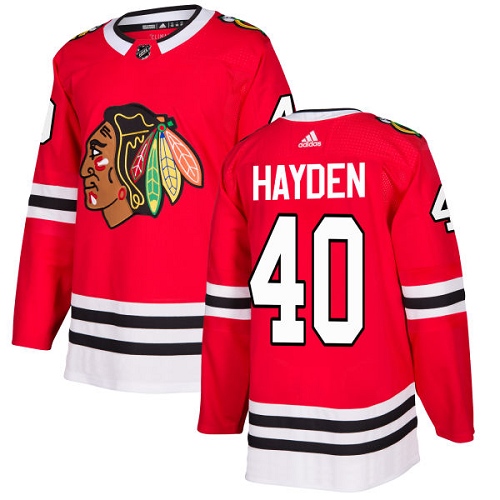 Men's Adidas Chicago Blackhawks #40 John Hayden Authentic Red Home NHL Jersey