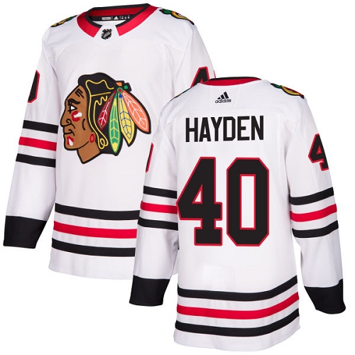 Youth Adidas Chicago Blackhawks #40 John Hayden Authentic White Away NHL Jersey