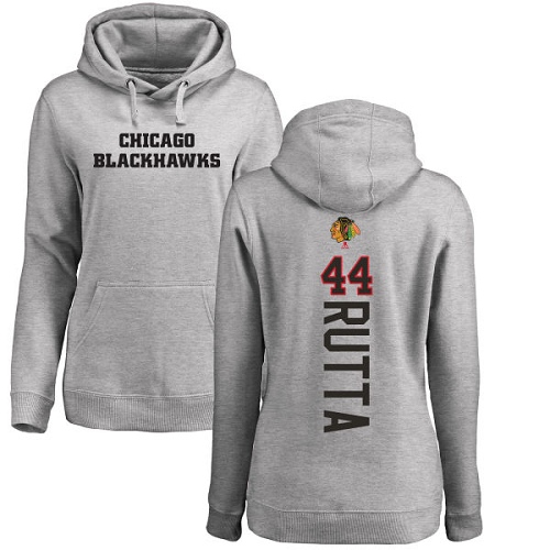 NHL Women's Adidas Chicago Blackhawks #44 Jan Rutta Ash Backer Pullover Hoodie