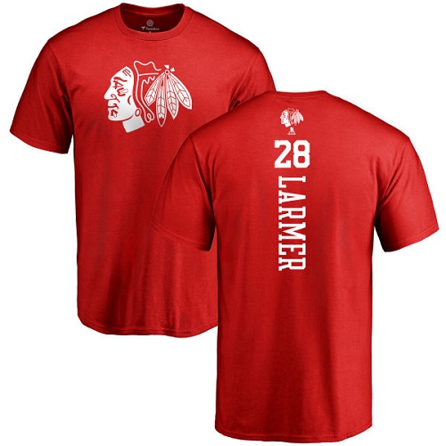 NHL Adidas Chicago Blackhawks #28 Steve Larmer Red One Color Backer T-Shirt