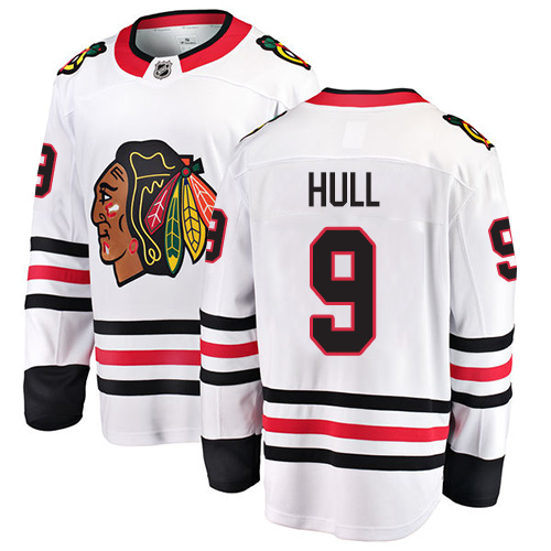 Men's Chicago Blackhawks #9 Bobby Hull Authentic White Away Fanatics Branded Breakaway NHL Jersey