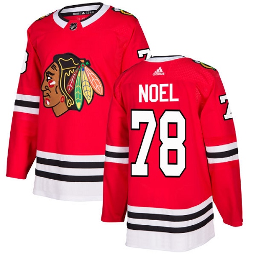 Men's Adidas Chicago Blackhawks #78 Nathan Noel Authentic Red Home NHL Jersey