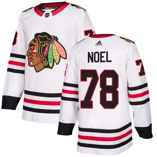Youth Adidas Chicago Blackhawks #78 Nathan Noel Authentic White Away NHL Jersey