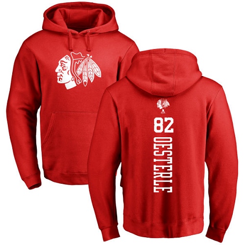 NHL Adidas Chicago Blackhawks #82 Jordan Oesterle Red One Color Backer Pullover Hoodie