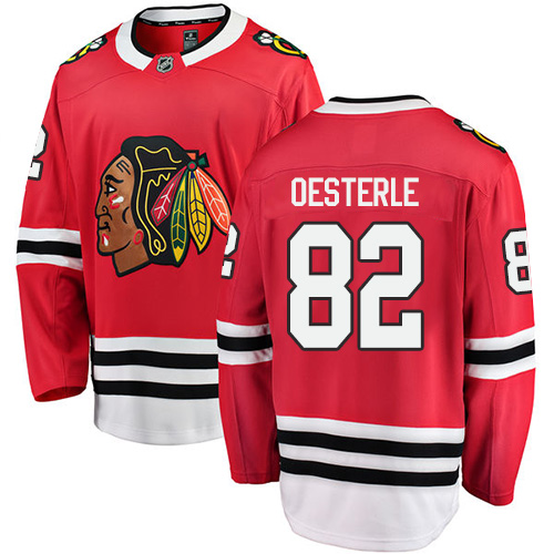 Men's Chicago Blackhawks #82 Jordan Oesterle Authentic Red Home Fanatics Branded Breakaway NHL Jersey