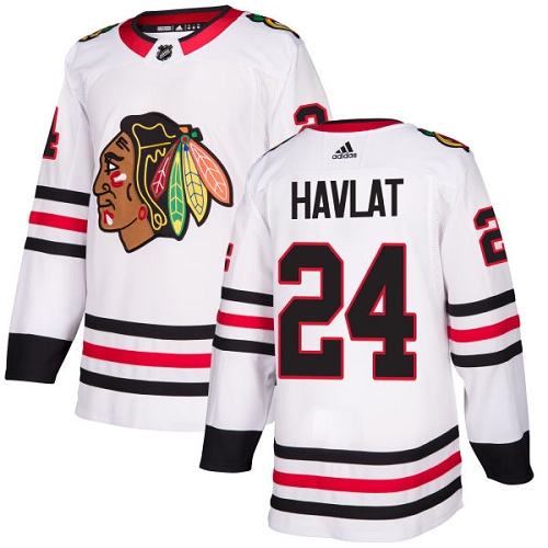 Men's Adidas Chicago Blackhawks #24 Martin Havlat Authentic White Away NHL Jersey