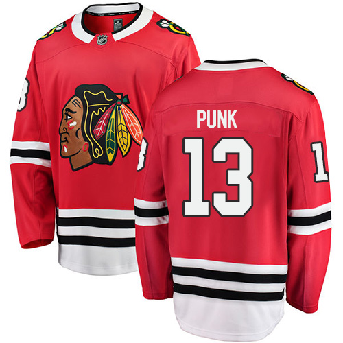 Men's Chicago Blackhawks #13 CM Punk Authentic Red Home Fanatics Branded Breakaway NHL Jersey