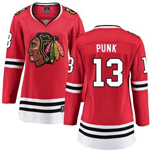 Women's Chicago Blackhawks #13 CM Punk Authentic Red Home Fanatics Branded Breakaway NHL Jersey